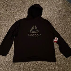 Reebok mens black hoodie with silver logo size 3xl